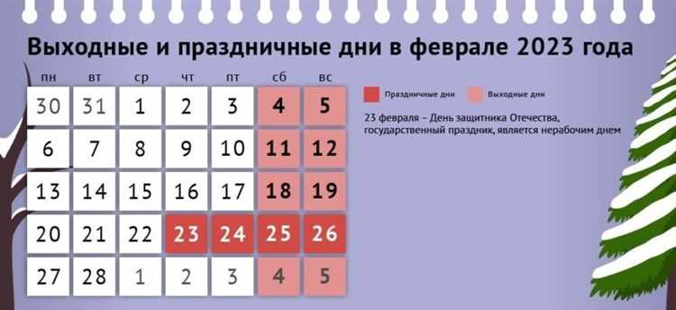 Календарь выходных дней в феврале 2023 года: узнайте даты отдыха и планируйте свой отпуск заранее